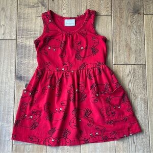 Hanna Andersson Red Crab Print Sleeveless Playground Dress with Pockets size 4